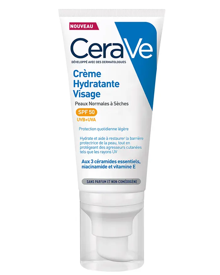Cerave Crème Hydratante Visage SPF50 POUR PEAUX NORMALES À SÈCHES 52ml
